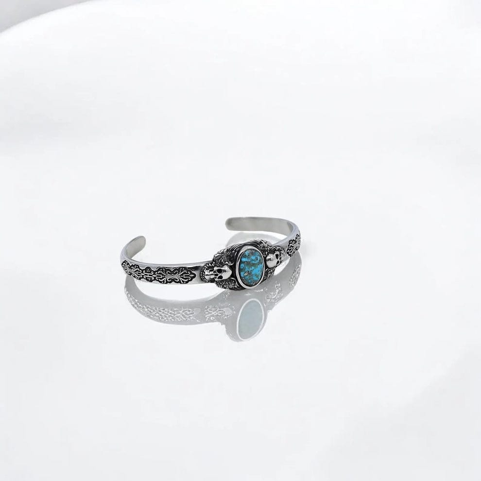 Gental Gems by Karat Kings | Heavy Lion Chain Bracelet with Natural Irani Turquoise (Firoza) for Men |  Sterling Silver Bracelet
