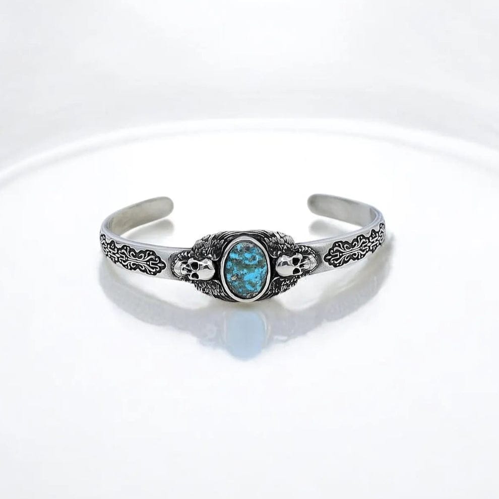 Gental Gems by Karat Kings | Heavy Lion Chain Bracelet with Natural Irani Turquoise (Firoza) for Men |  Sterling Silver Bracelet