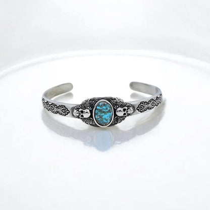 Gental Gems by Karat Kings | Heavy Lion Chain Bracelet with Natural Irani Turquoise (Firoza) for Men |  Sterling Silver Bracelet