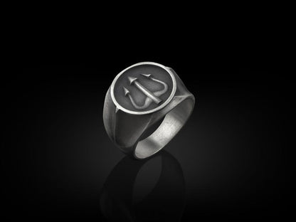 Exclusive Vintage Trishul Symbol Signet Style Ring for Men, Oxidized Sterling Silver  Ring | Jewellery for Men| With Certificate of Authenticity and  Hallmark