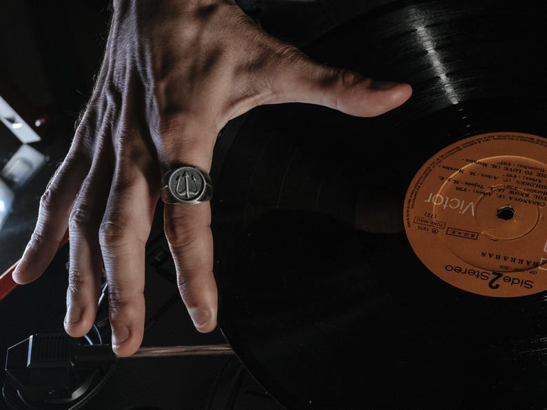 Exclusive Vintage Trishul Symbol Signet Style Ring for Men, Oxidized Sterling Silver  Ring | Jewellery for Men| With Certificate of Authenticity and  Hallmark