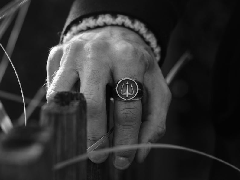 Exclusive Vintage Trishul Symbol Signet Style Ring for Men, Oxidized Sterling Silver  Ring | Jewellery for Men| With Certificate of Authenticity and  Hallmark