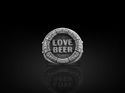 Exclusive Vintage LOVE BEER Fantasy Signet Style Ring for Men, Oxidized Sterling Silver  Ring | Jewellery for Men| With Certificate of Authenticity and  Hallmark
