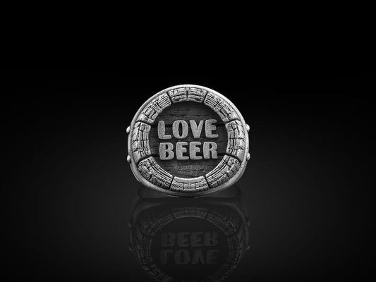 Exclusive Vintage LOVE BEER Fantasy Signet Style Ring for Men, Oxidized Sterling Silver  Ring | Jewellery for Men| With Certificate of Authenticity and  Hallmark