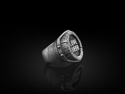 Exclusive Vintage LOVE BEER Fantasy Signet Style Ring for Men, Oxidized Sterling Silver  Ring | Jewellery for Men| With Certificate of Authenticity and  Hallmark