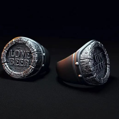 Exclusive Vintage LOVE BEER Fantasy Signet Style Ring for Men, Oxidized Sterling Silver  Ring | Jewellery for Men| With Certificate of Authenticity and  Hallmark