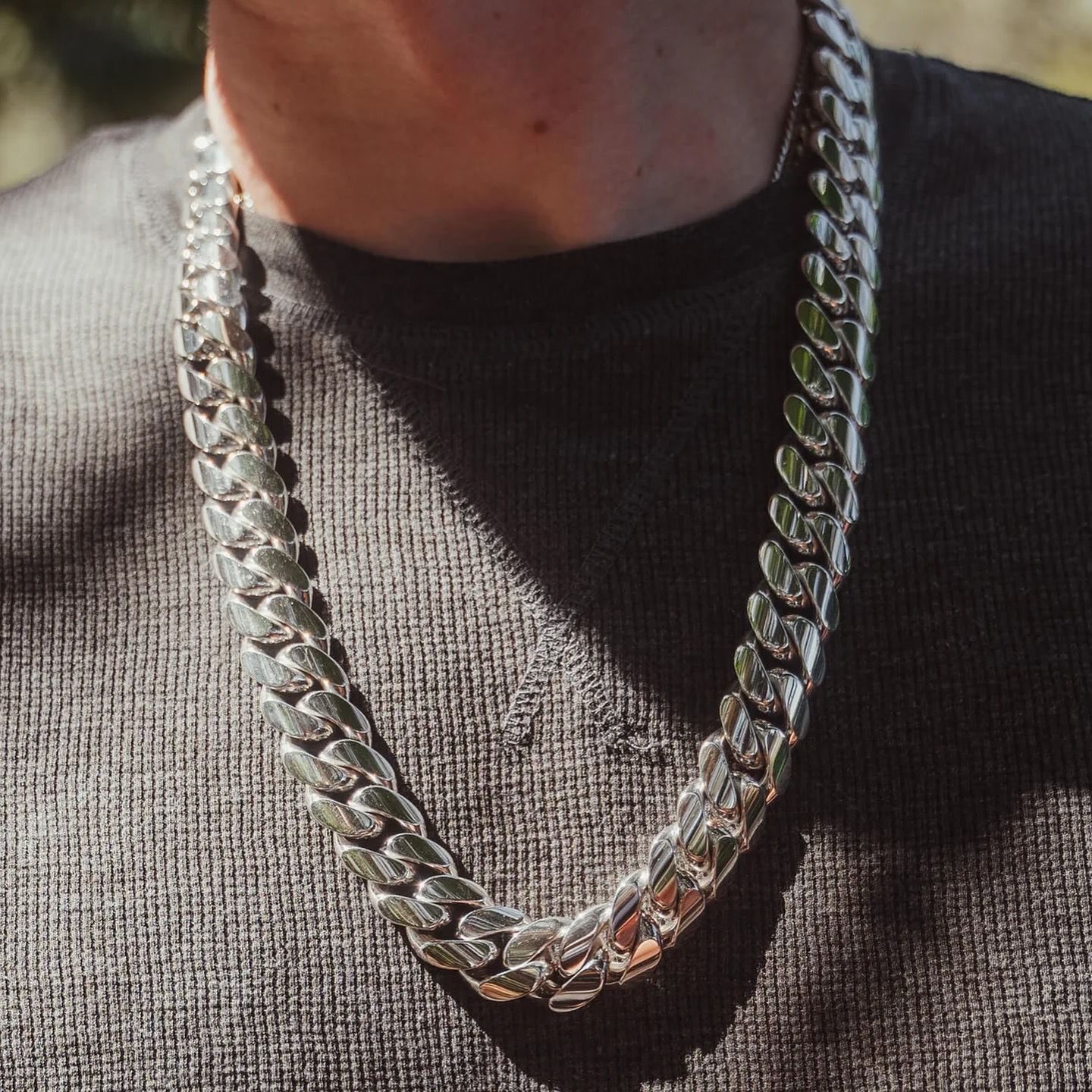 22mm Wide Solid Miami Cuban Link Chain |  Sterling Silver Chain