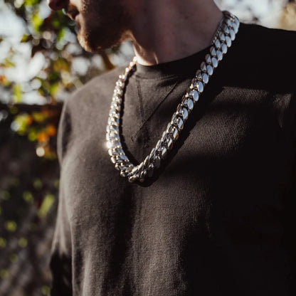 22mm Wide Solid Miami Cuban Link Chain |  Sterling Silver Chain