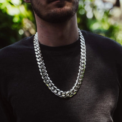 22mm Wide Solid Miami Cuban Link Chain |  Sterling Silver Chain