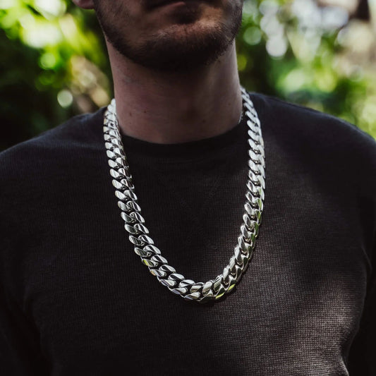 22mm Wide Solid Miami Cuban Link Chain |  Sterling Silver Chain