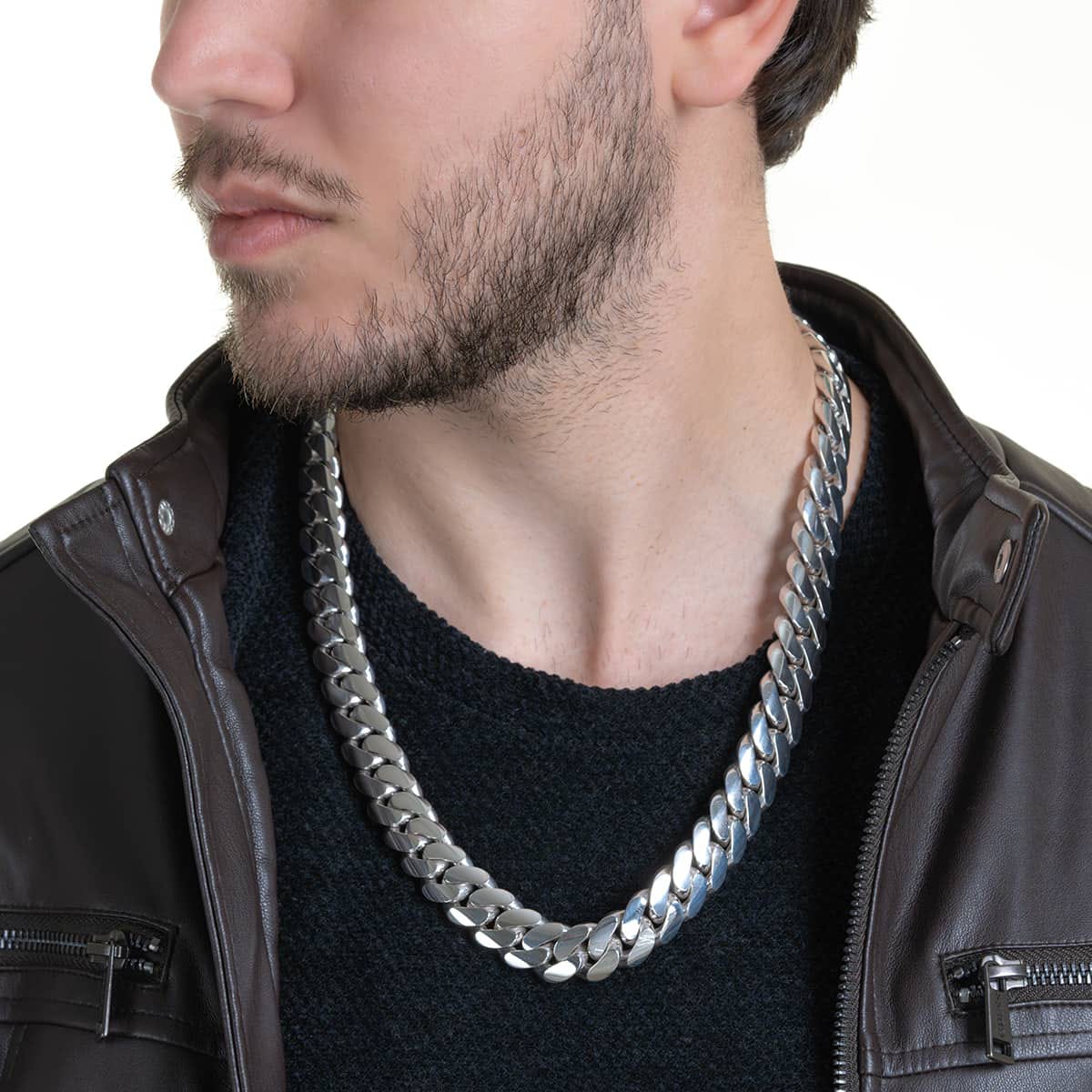18mm Wide Solid Miami Cuban Link Chain |  Sterling Silver Chain