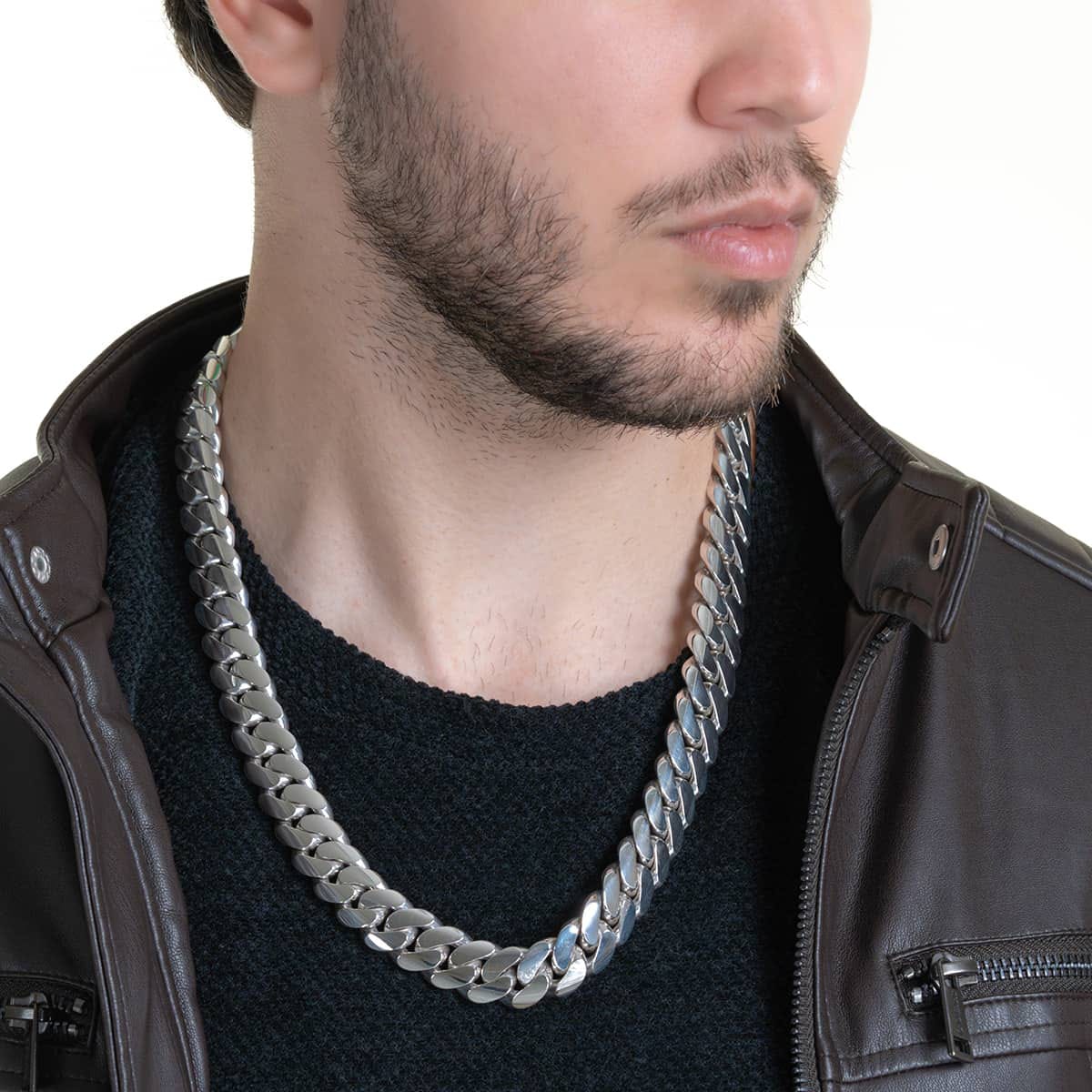 18mm Wide Solid Miami Cuban Link Chain |  Sterling Silver Chain