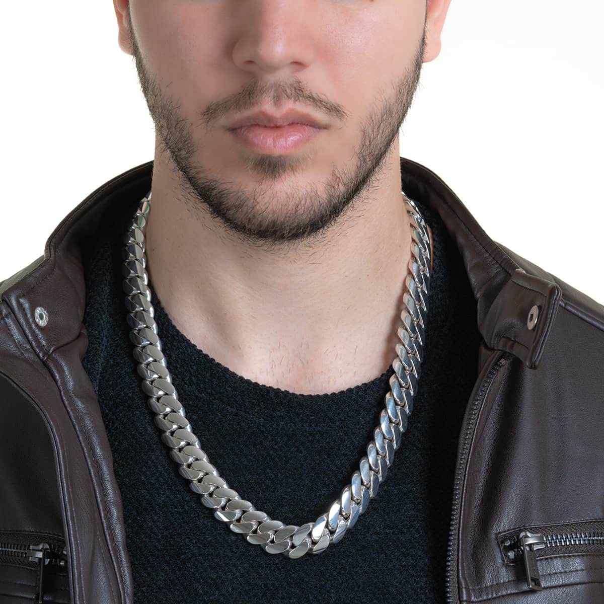 18mm Wide Solid Miami Cuban Link Chain |  Sterling Silver Chain
