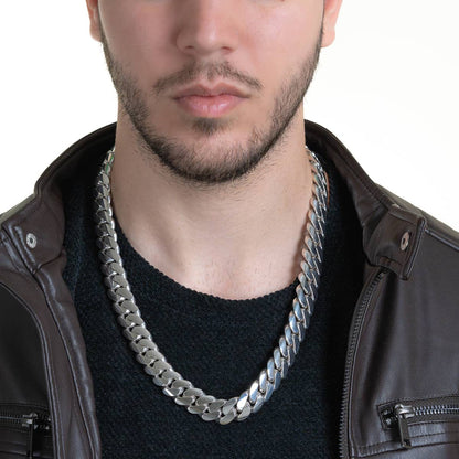 18mm Wide Solid Miami Cuban Link Chain |  Sterling Silver Chain