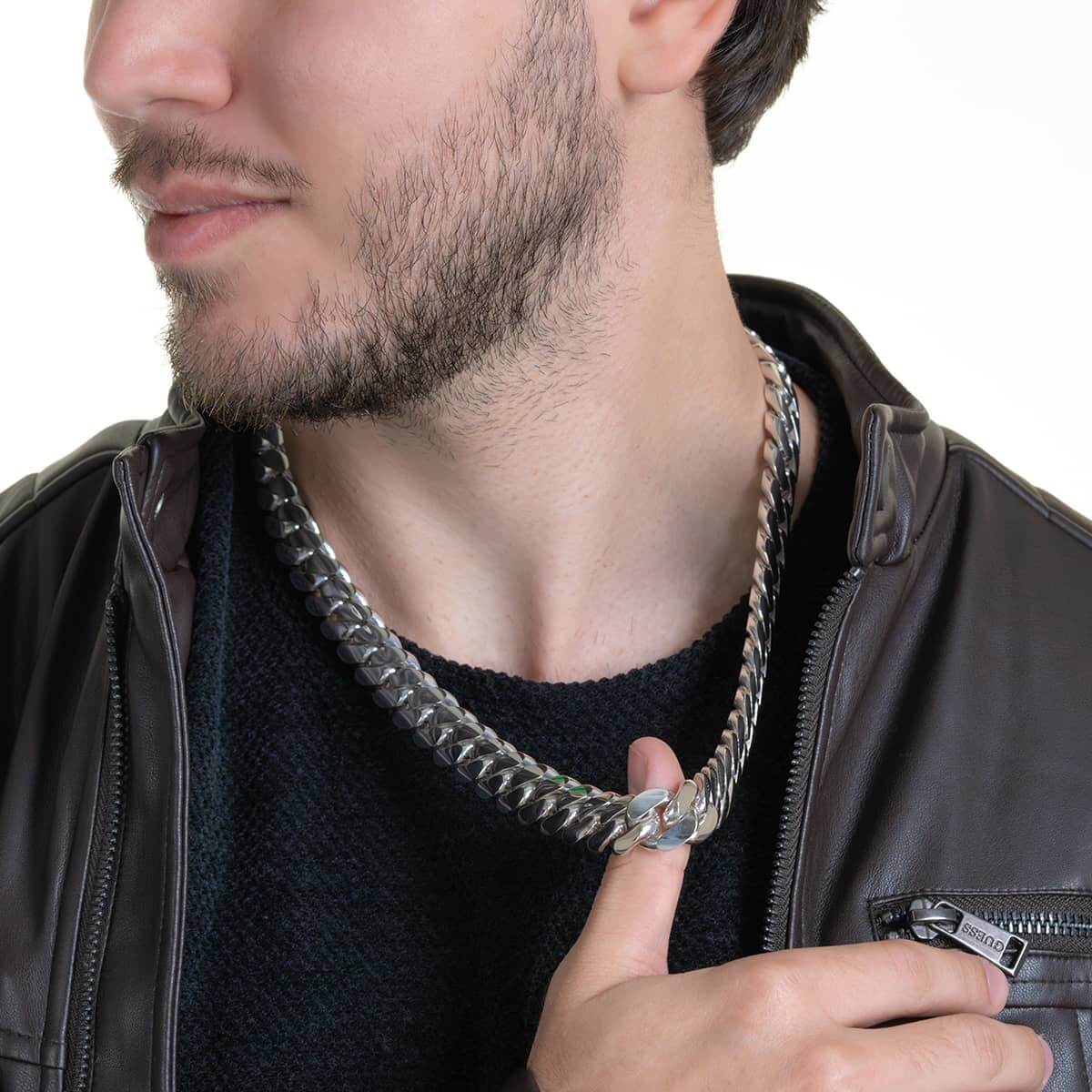 18mm Wide Solid Miami Cuban Link Chain |  Sterling Silver Chain