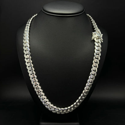18mm Wide Solid Miami Cuban Link Chain |  Sterling Silver Chain
