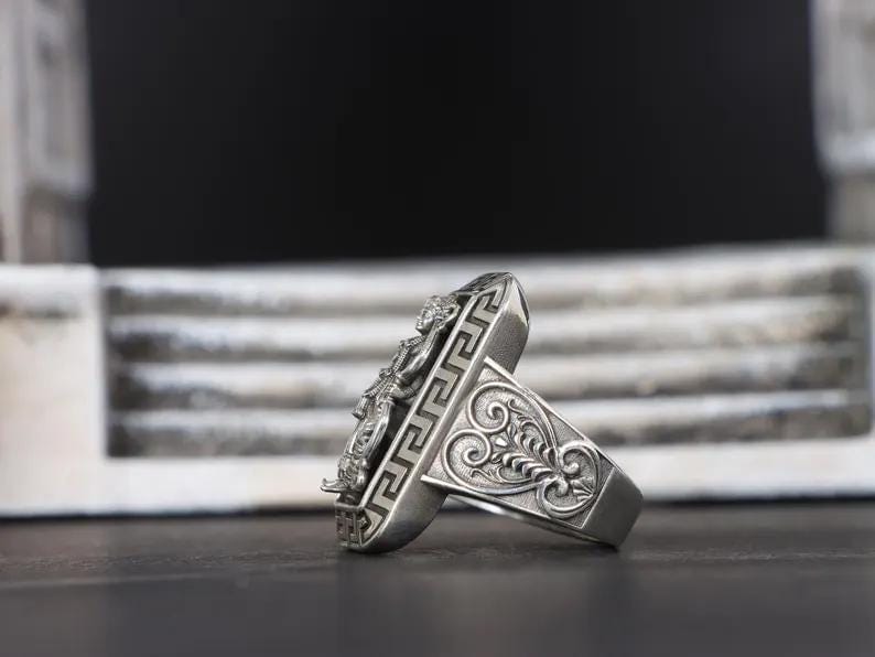 Antique Designed Ram Bhagwan Ring |  Sterling Silver Oxidized Ring | Men's Jewelry | With Certificate of Authenticity and  Hallmark