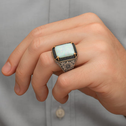 Unique Designed Turkish Style Ring with Excellent quality 10ct Fire Australian Opal |  Sterling Silver Oxidized Ring | With Certificate of Authenticity and  Hallmark