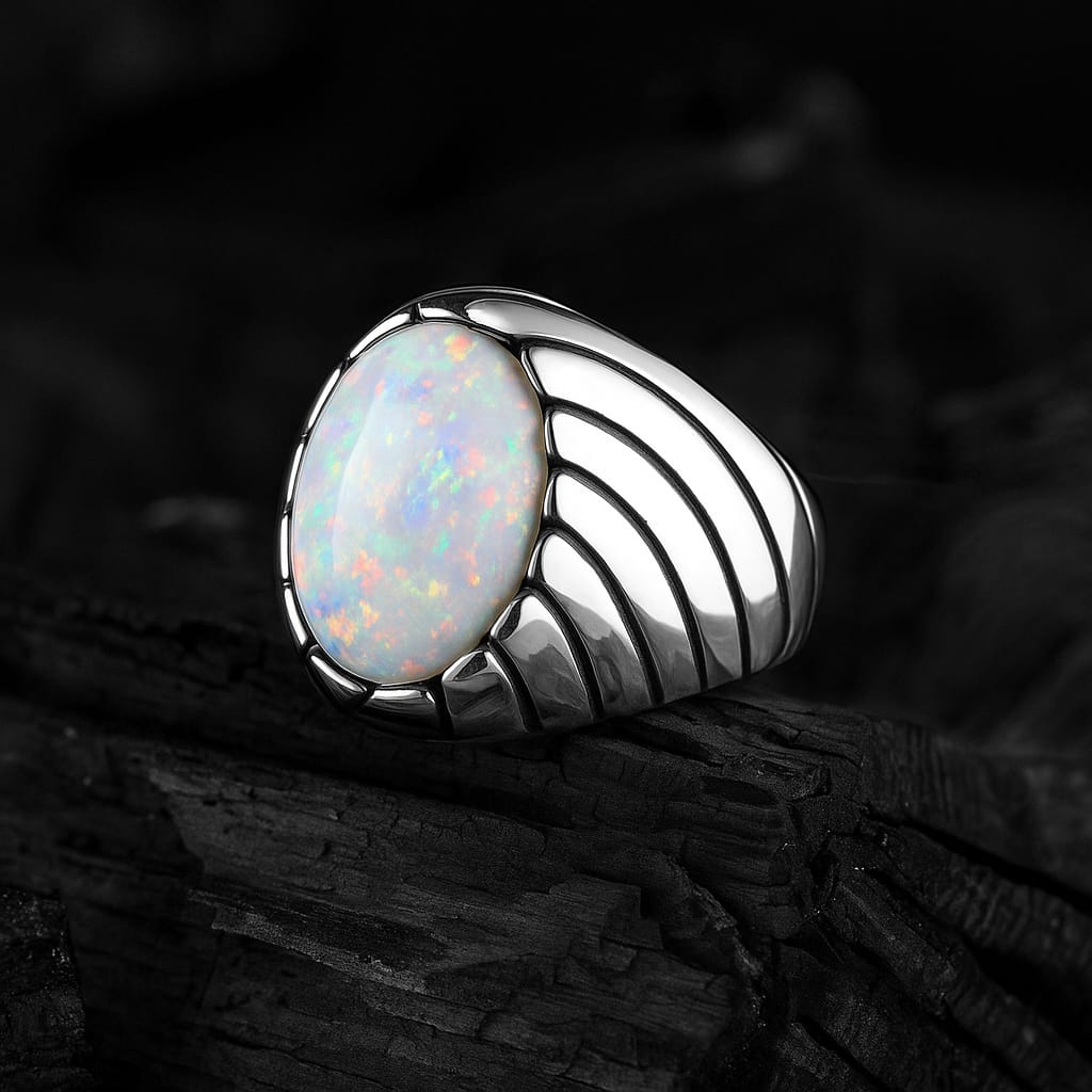 Unique Designed Turkish Style Ring with Excellent quality 10ct Fire Australian Opal |  Sterling Silver Oxidized Ring | With Certificate of Authenticity and  Hallmark