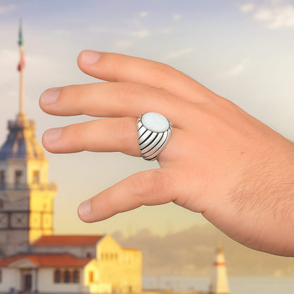 Unique Designed Turkish Style Ring with Excellent quality 10ct Fire Australian Opal |  Sterling Silver Oxidized Ring | With Certificate of Authenticity and  Hallmark