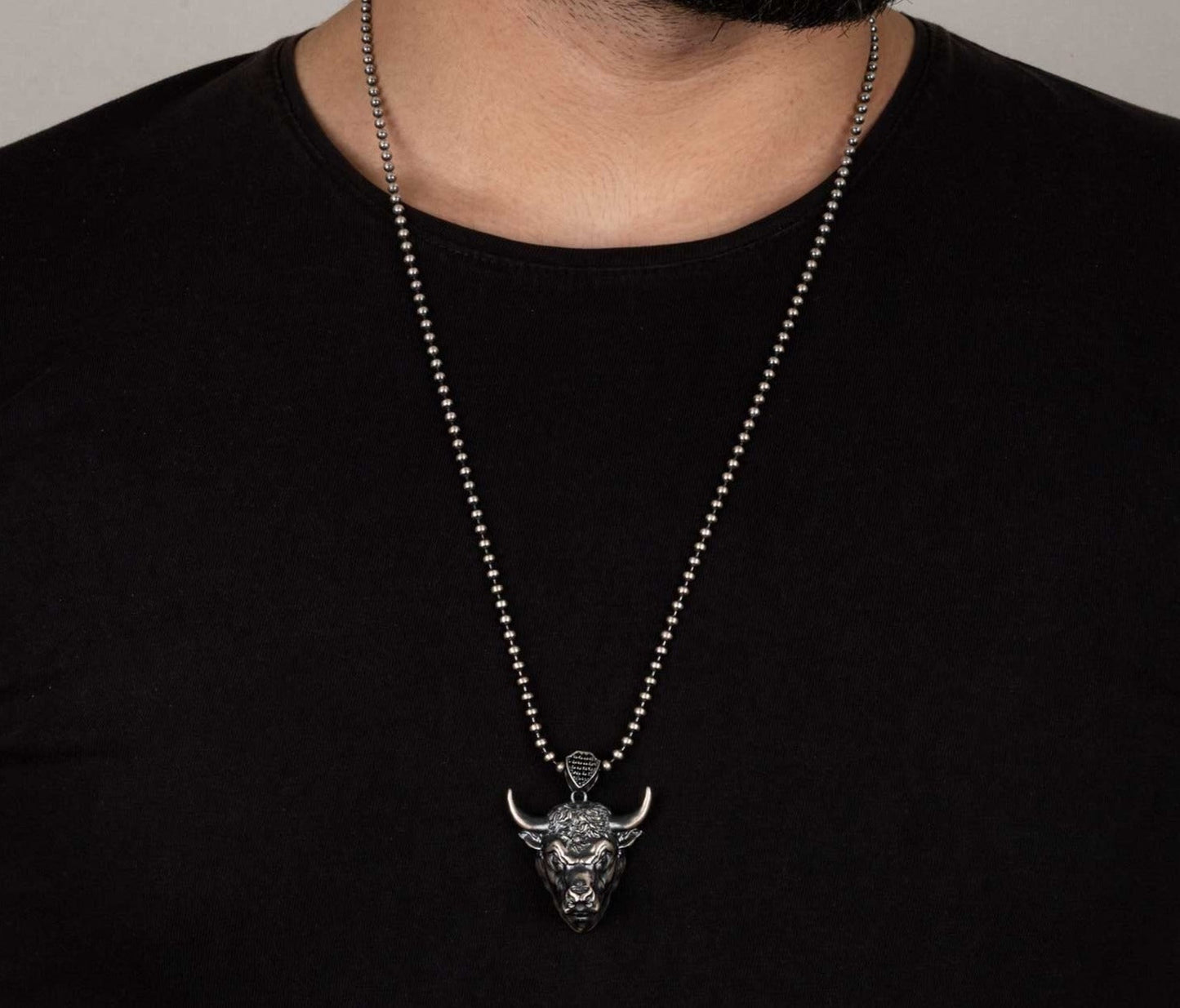 Gental Gems by Karat Kings | Unique Designed Angry Bull Head Pendant for Taurus Zodiac for Men |  Sterling Silver Oxidized Pendant