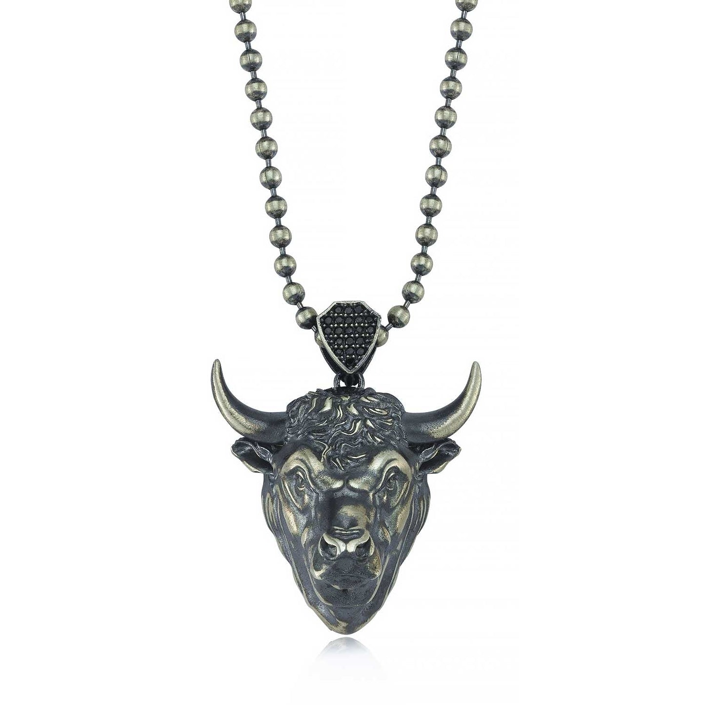 Gental Gems by Karat Kings | Unique Designed Angry Bull Head Pendant for Taurus Zodiac for Men |  Sterling Silver Oxidized Pendant