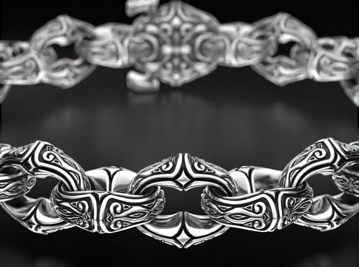 Gental Gems by Karat Kings | Unique Real Biker Bracelet for Men |  Sterling Silver Bracelet