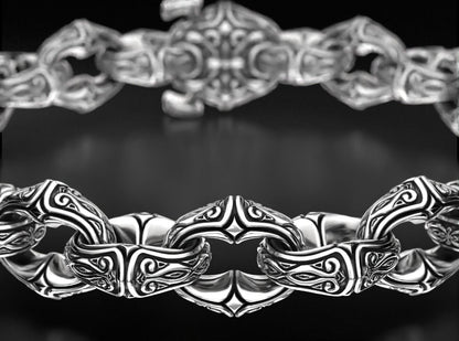 Gental Gems by Karat Kings | Unique Real Biker Bracelet for Men |  Sterling Silver Bracelet