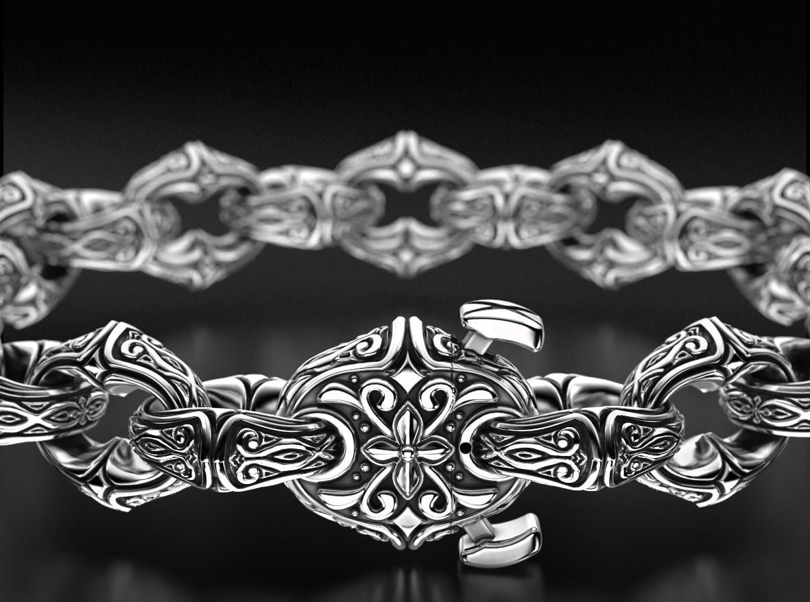 Gental Gems by Karat Kings | Unique Real Biker Bracelet for Men |  Sterling Silver Bracelet