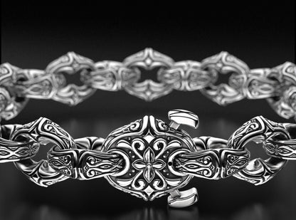 Gental Gems by Karat Kings | Unique Real Biker Bracelet for Men |  Sterling Silver Bracelet