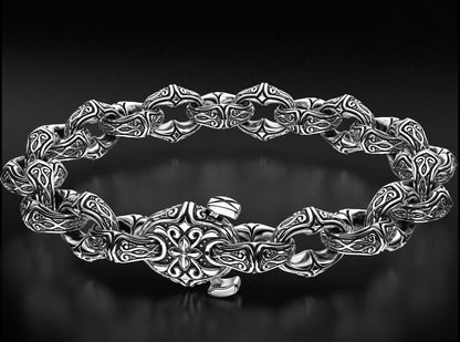 Gental Gems by Karat Kings | Unique Real Biker Bracelet for Men |  Sterling Silver Bracelet