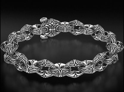 Gental Gems by Karat Kings | Unique Real Biker Bracelet for Men |  Sterling Silver Bracelet