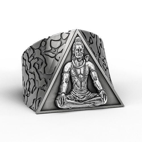 Gental Gems by Karat Kings | Unique Designed Mahadev/Shiva Signet Ring |  Sterling Silver Oxidized Ring | Men's Jewelry | With Certificate of Authenticity and  Hallmark