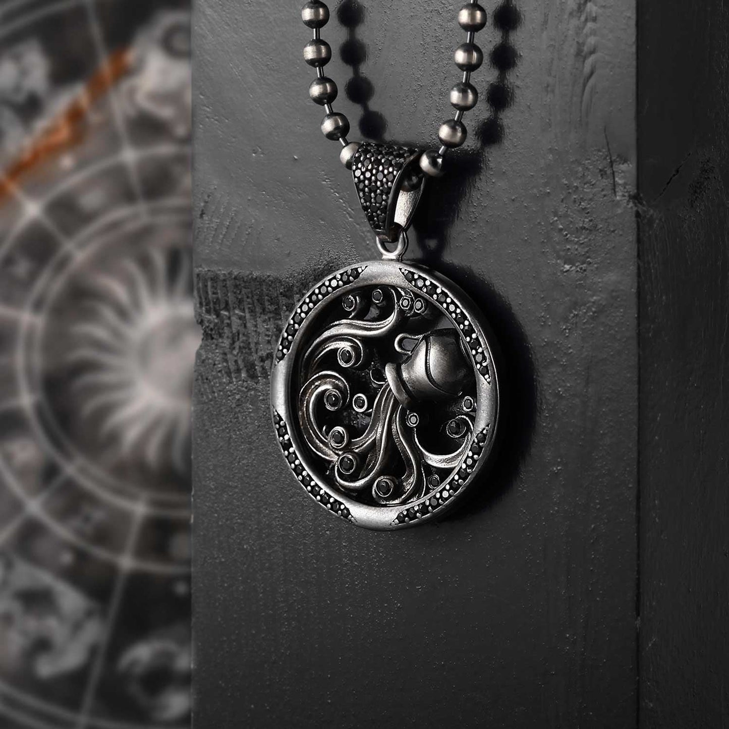 Gental Gems by Karat Kings | Unique Aquarius Zodiac Designed Pendant Studded with Black Zircons | Unisex  Sterling Silver Oxidized Pendant | Men's Jewelry | With Certificate of Authenticity and  Hallmark