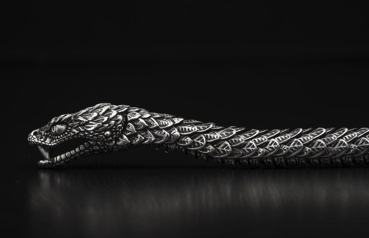 12mm wide, Unique Oxidized Snake Bracelet | 925 Sterling Silver Oxidized Bracelet | Unisex Jewelry Authenticity and 925
