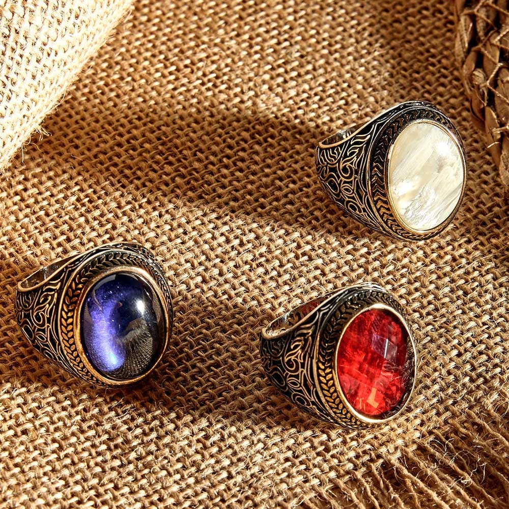 Gental Gems by Karat Kings | Unique Turkish Style Ring with Blue S Sapphire |  Sterling Silver Oxidized Ring | Men's Jewelry | With Certificate of Authenticity and  Hallmark