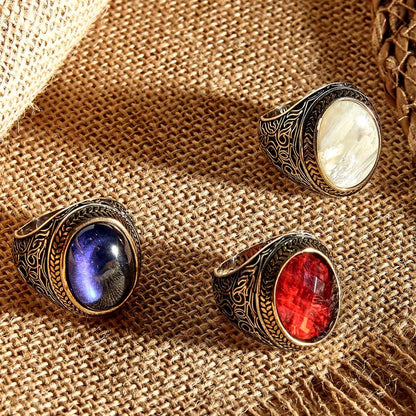 Gental Gems by Karat Kings | Unique Turkish Style Ring with Blue S Sapphire |  Sterling Silver Oxidized Ring | Men's Jewelry | With Certificate of Authenticity and  Hallmark