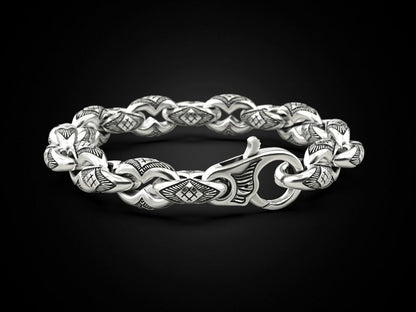 Gental Gems by Karat Kings | Unique Real Biker Bracelet for Men |  Sterling Silver Bracelet