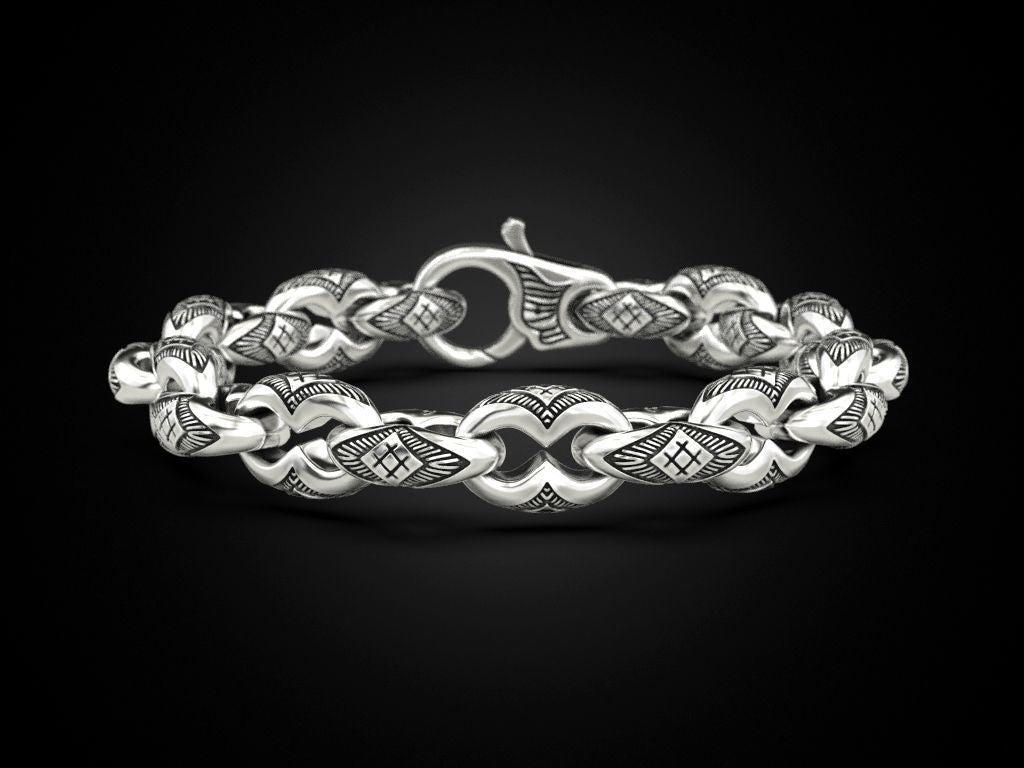 Gental Gems by Karat Kings | Unique Real Biker Bracelet for Men |  Sterling Silver Bracelet