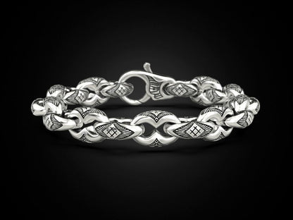 Gental Gems by Karat Kings | Unique Real Biker Bracelet for Men |  Sterling Silver Bracelet