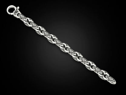 Gental Gems by Karat Kings | Unique Real Biker Bracelet for Men |  Sterling Silver Bracelet