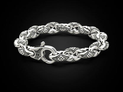 Gental Gems by Karat Kings | Unique Real Biker Bracelet for Men |  Sterling Silver Bracelet