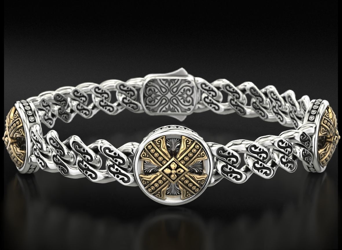 Gental Gems by Karat Kings | Unique Antique Cross Designed Bracelet for Men |  Oxidized Silver Bracelet