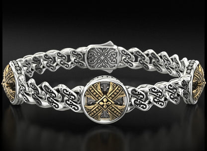 Gental Gems by Karat Kings | Unique Antique Cross Designed Bracelet for Men |  Oxidized Silver Bracelet
