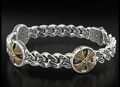 Gental Gems by Karat Kings | Unique Antique Cross Designed Bracelet for Men |  Oxidized Silver Bracelet