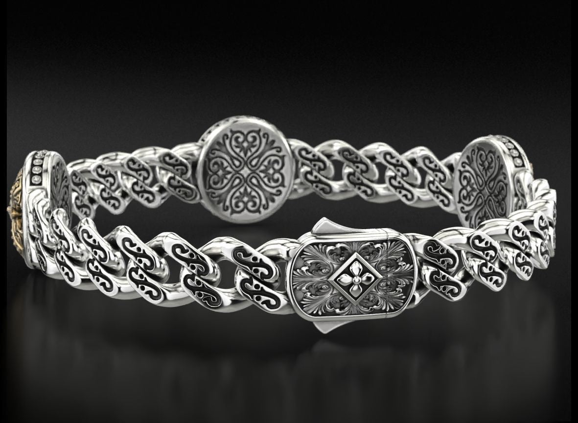Gental Gems by Karat Kings | Unique Antique Cross Designed Bracelet for Men |  Oxidized Silver Bracelet