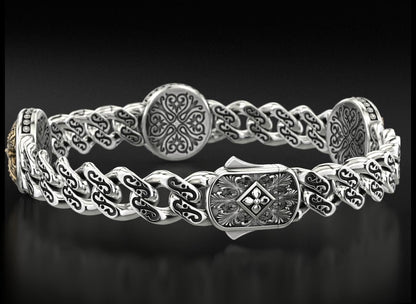 Gental Gems by Karat Kings | Unique Antique Cross Designed Bracelet for Men |  Oxidized Silver Bracelet