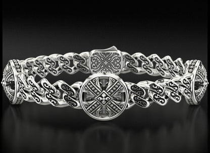 Gental Gems by Karat Kings | Unique Antique Cross Designed Bracelet for Men |  Oxidized Silver Bracelet