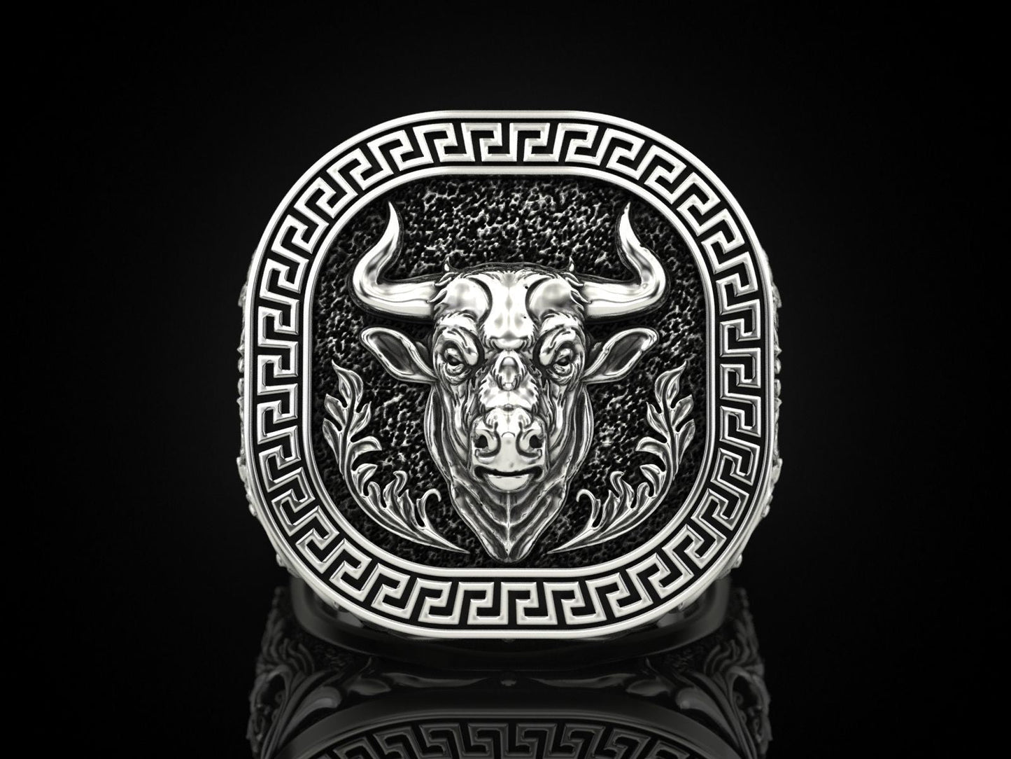 Gental Gems by Karat Kings | Unique Taurus Zodiac Designed Bull Ring |  Sterling Silver Oxidized Ring