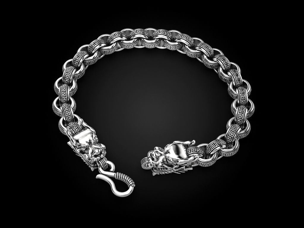 Unique Two Headed Dragon Bracelet for Men |  Sterling Silver Bracelet | Men's Jewelry | With Certificate of Authenticity and  Hallmark